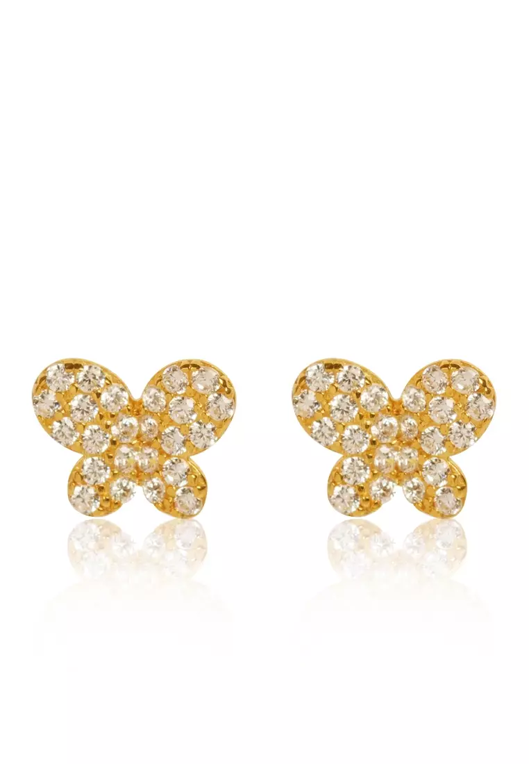 Pave Butterfly  Studs 18k Gold