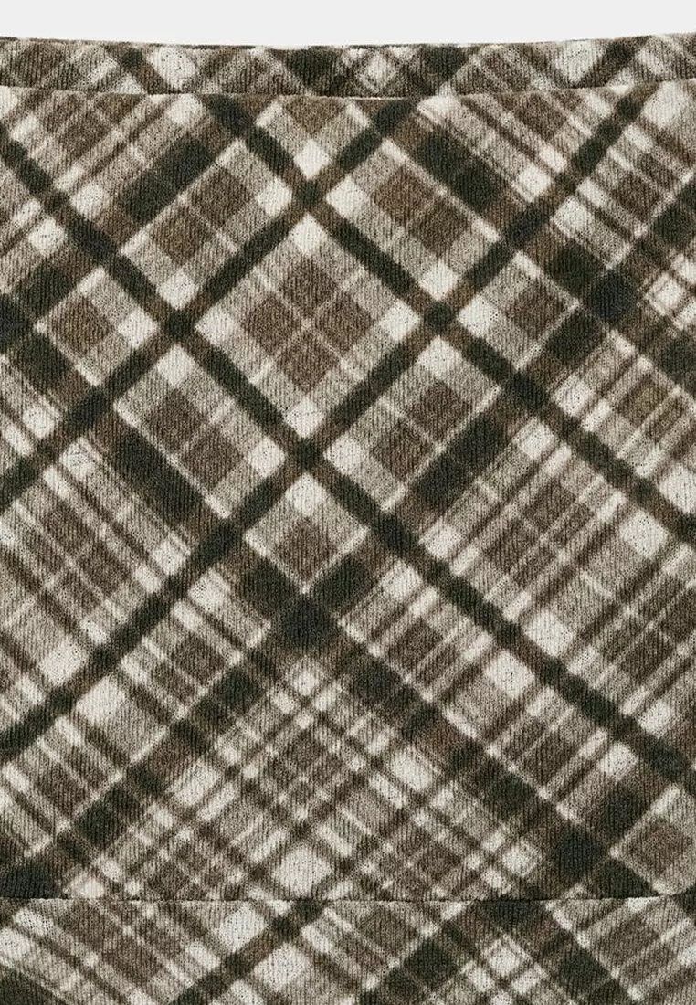 Checked Asymmetric Skirt