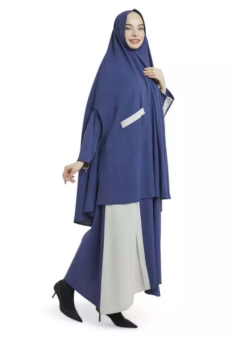 Queenza Set Gamis Wanita Muslimah By Zayidan Shofiyah - Biru