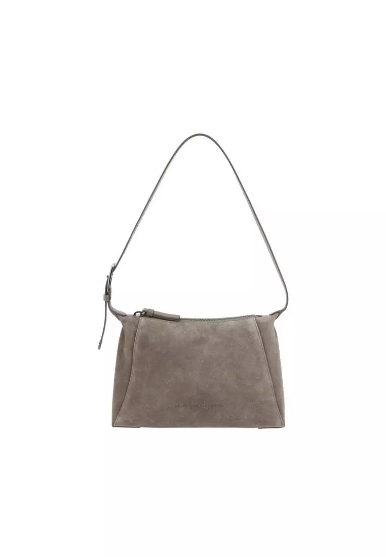 Brunello Cucinelli Suede Shoulder Bag with Adjustable Strap
