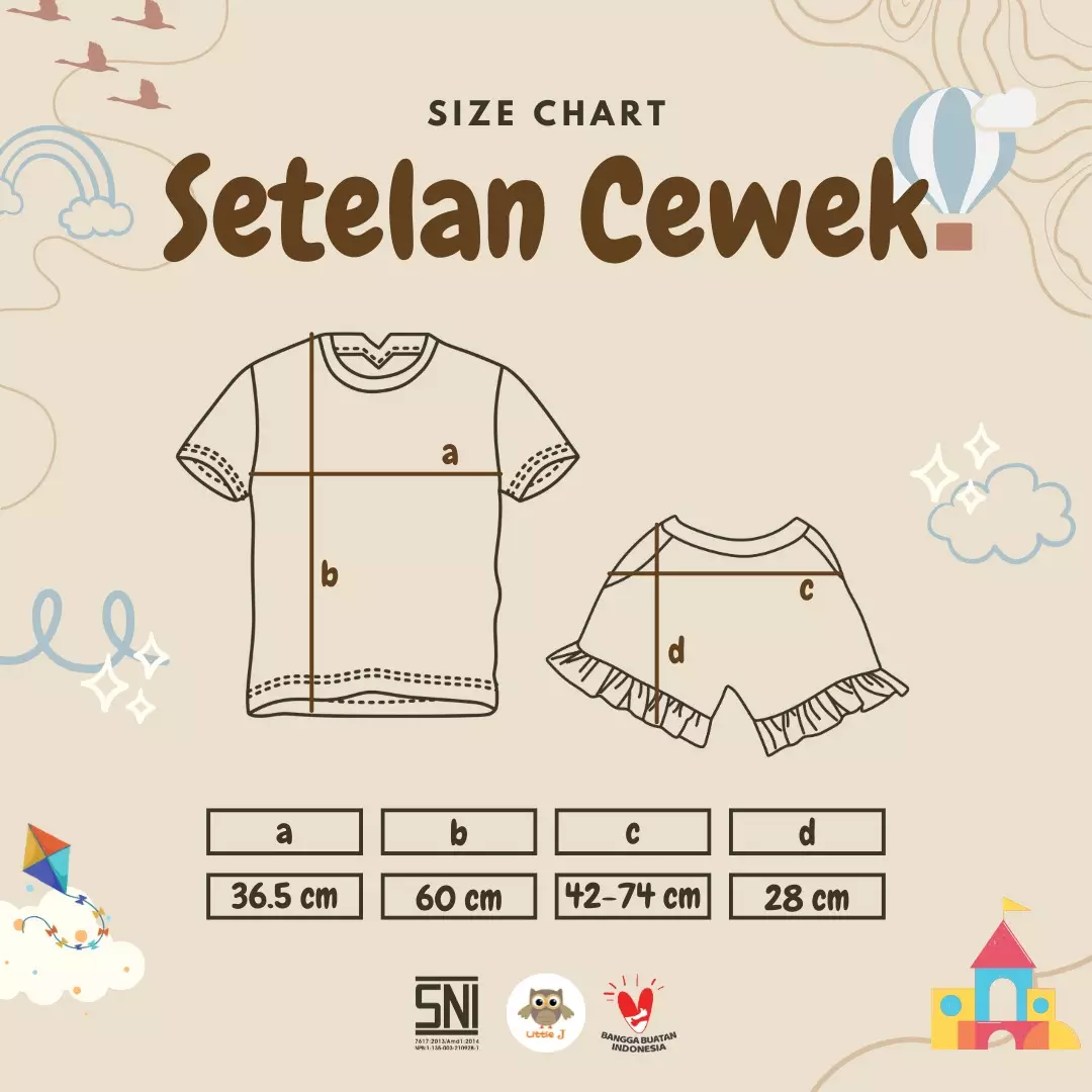 Little J Setelan Baju Anak Cewek Oblong Lengan Pendek Kaos Polos Set Celana Motif Usia 6 Bulan Hingga 48 Bulan