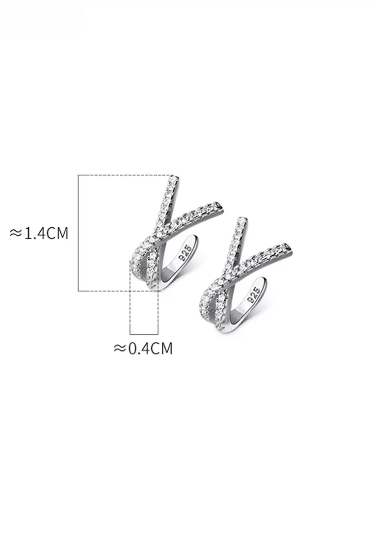 925 Silver Intersect Design Zircon Ear Cuff JW AR-G5564