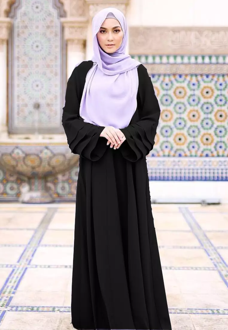 Laura Abaya Modern Layer Sleeves Loose Style in Black