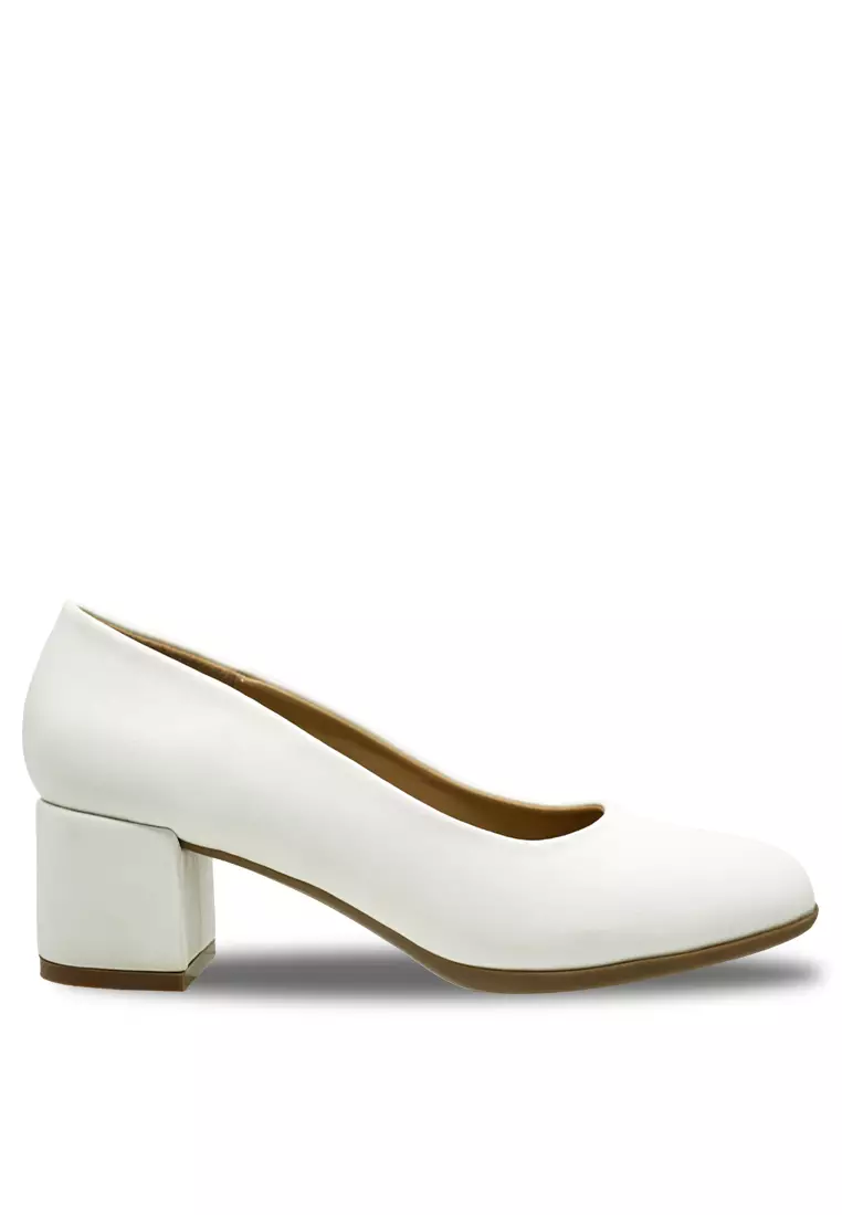 White pumps slip store on