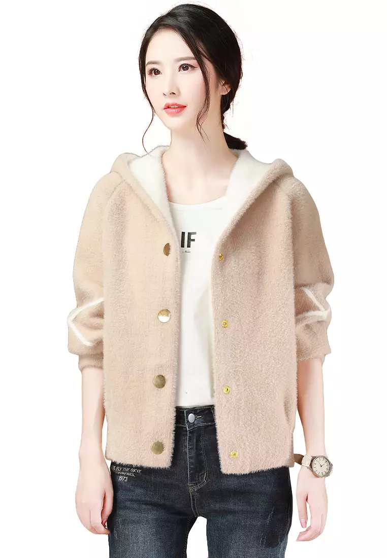 Buy A-IN GIRLS Loose Hooded Knit Fur Coat Online | ZALORA Malaysia