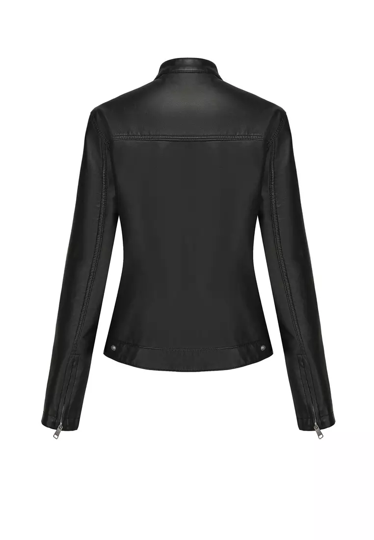 Faux Leather Biker Jacket AD-M25PJ46