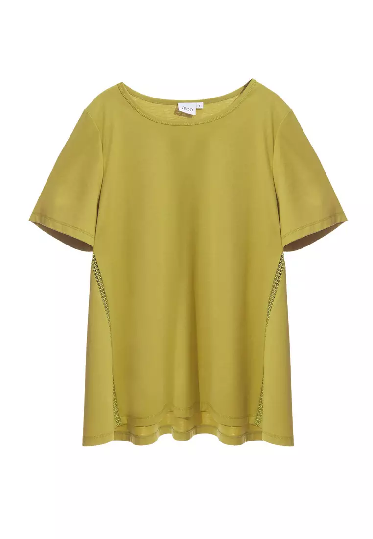 Buy iROO Basic Loose Fit Tee With Lace Trim Detail 2026 Online | ZALORA ...