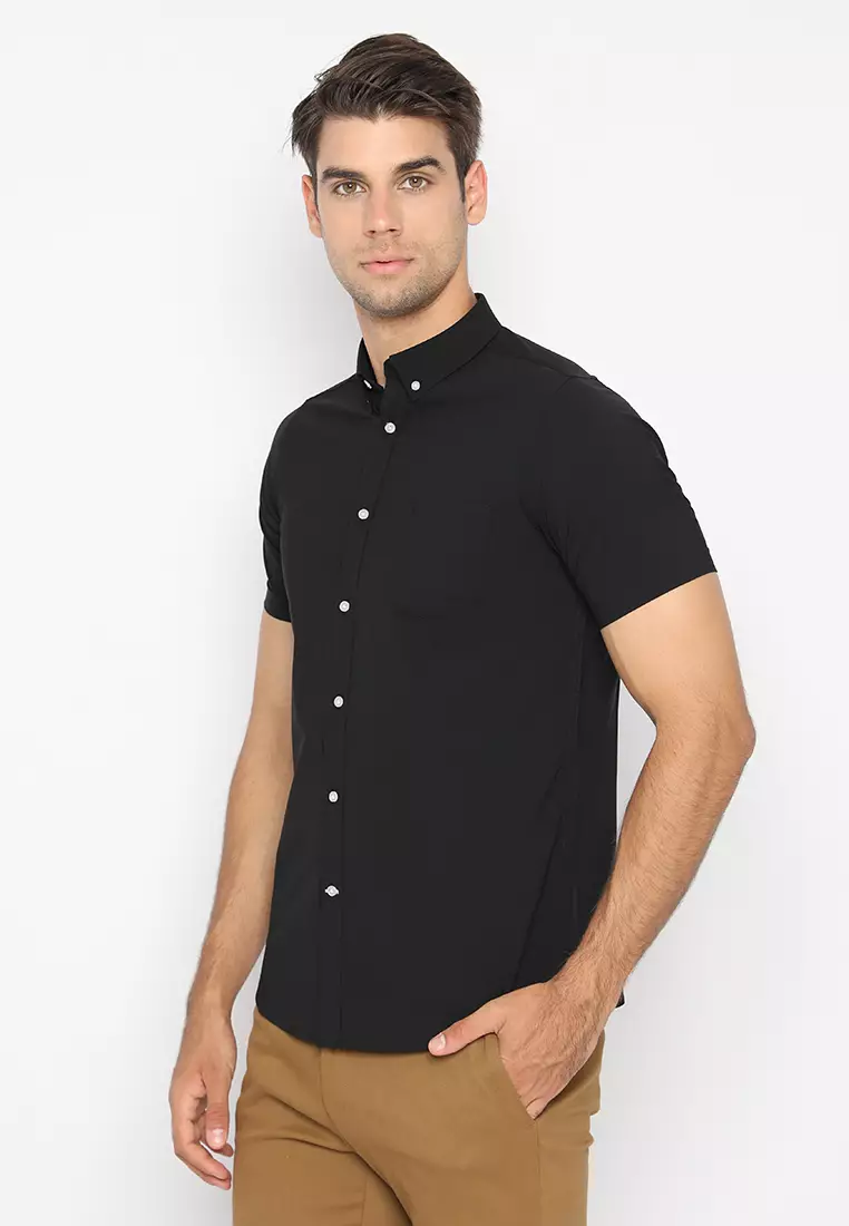 Jobb Minnesota Kemeja Pria Lengan Pendek Slim Fit Hitam 3