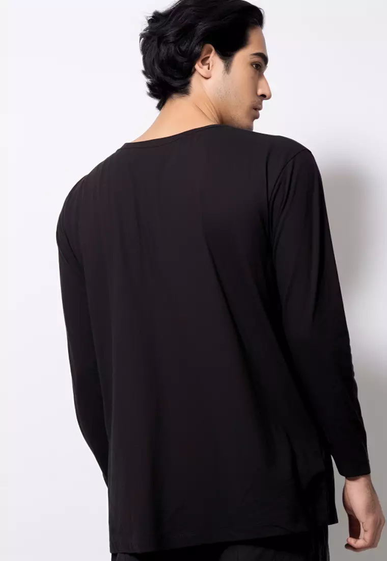 MTE53 long sleeve daijiro blk T-shirt Hitam