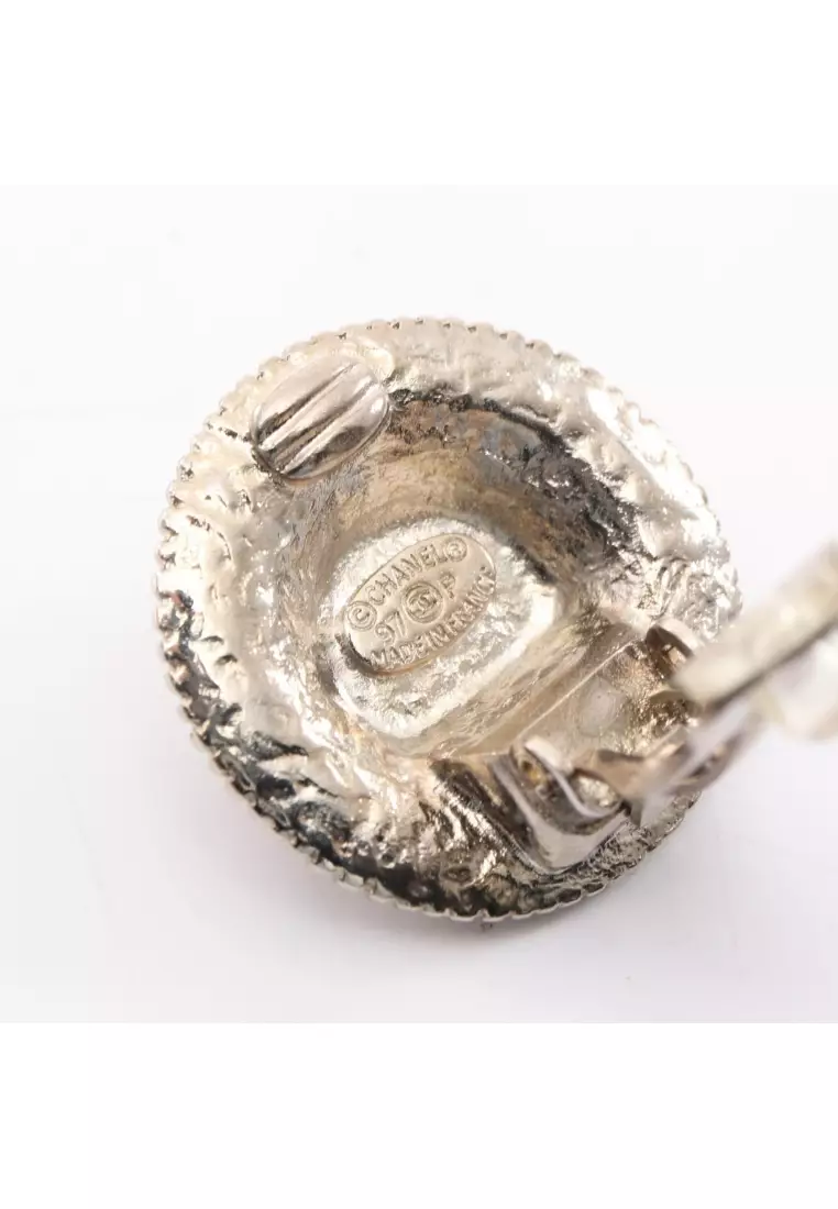 Pre-Loved Chanel coco mark earrings Silver 97P