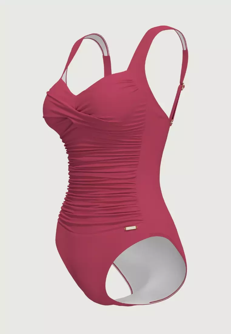 Core Solid Sangria Plus Cup Twist Front Onepiece