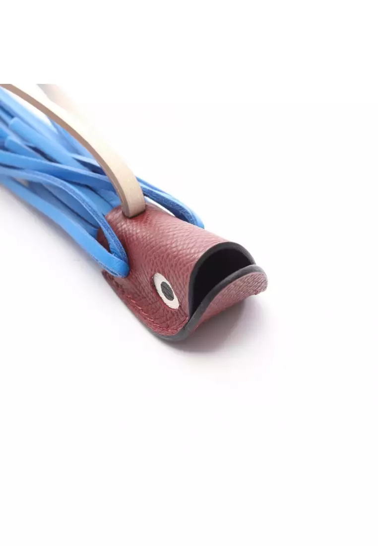Pre-Loved Hermès Poisson Rouge Ash blue hydra Kure bag charm Agneau Veau epsom Bordeaux blue ivory G stamp