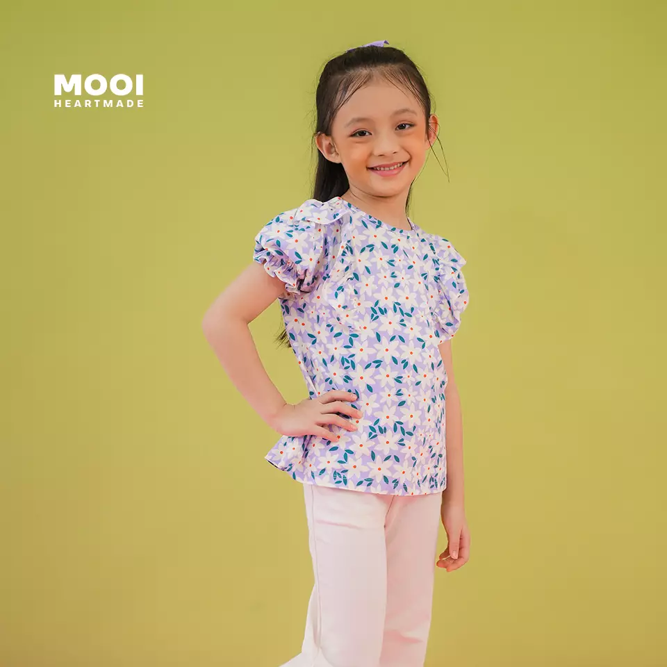 Mooi Atasan Anak Perempuan Natalie Top - Almond Cream