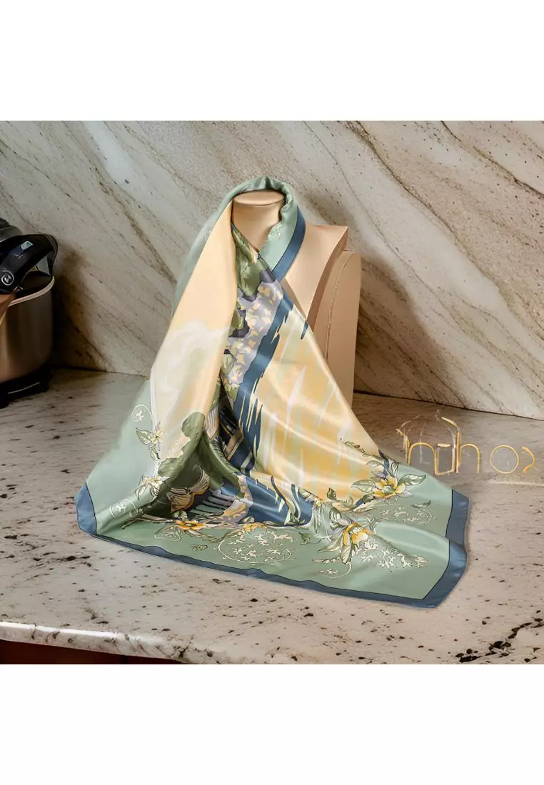 Luxury Silk Ladies' Large Scarf, Sun-Proof Crepe Satin, Premium Souvenir.