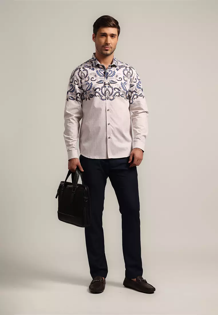 MOC - Kemeja Batik Pria Lengan Panjang Ismaya - Beige