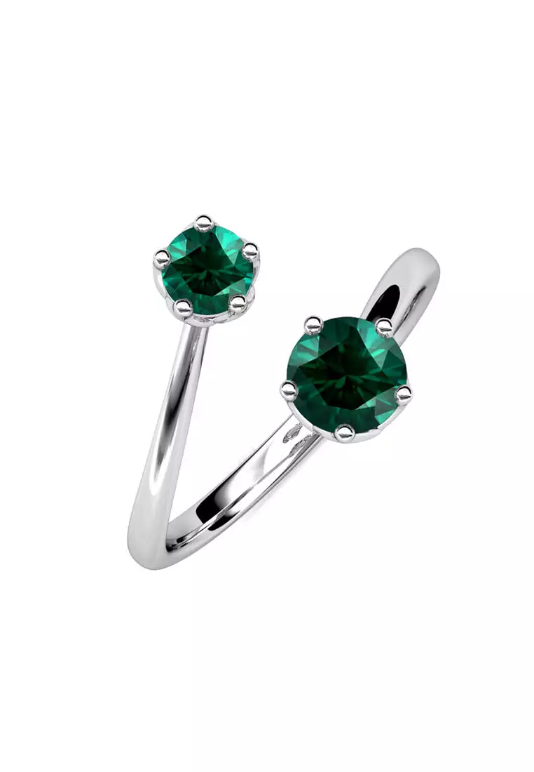 Birth Stone Ring May Emerald WG - Cincin Crystal by Her Jewellery