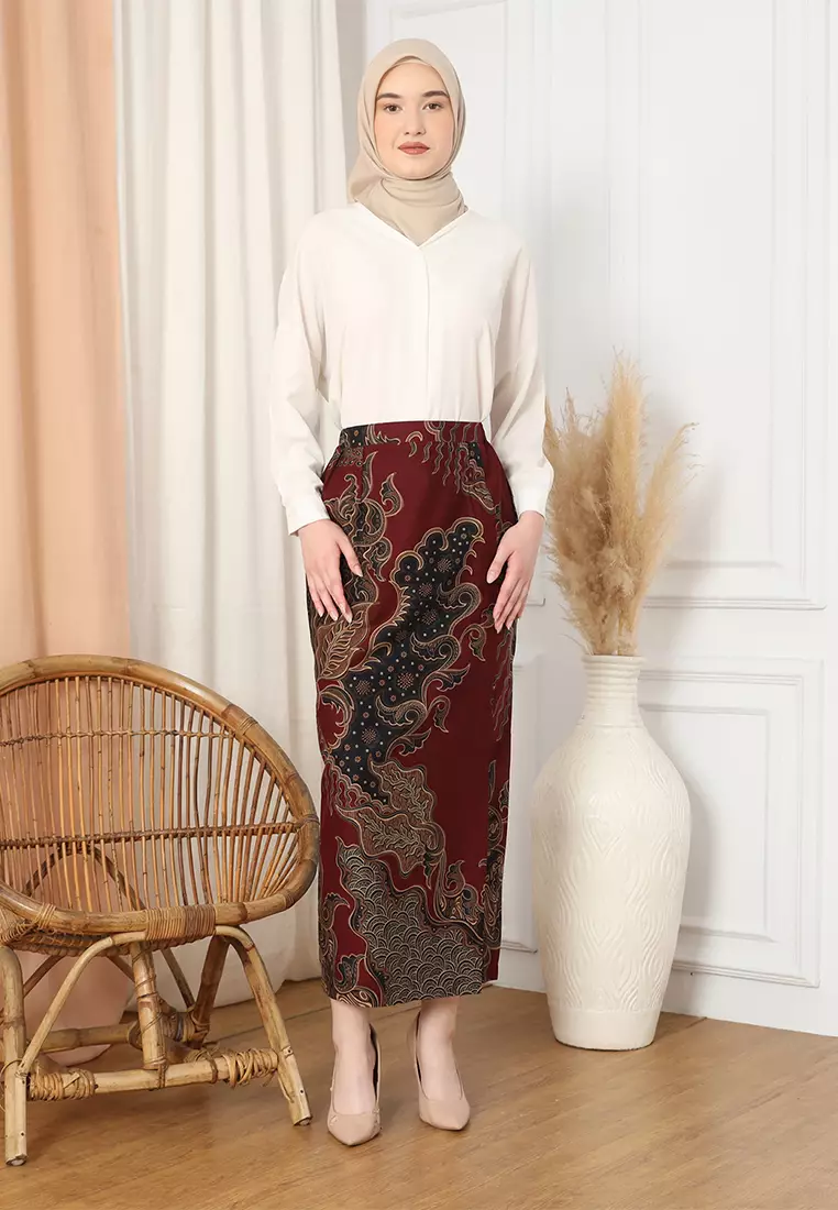 Enzy Batik Rok Batik Ganesha - Maroon