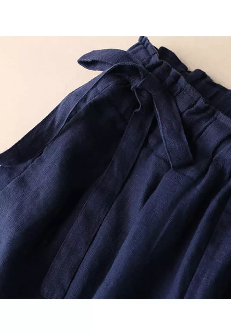 Pituitary Sensation Cotton-flax Wide-legged Pants RZ9026-1