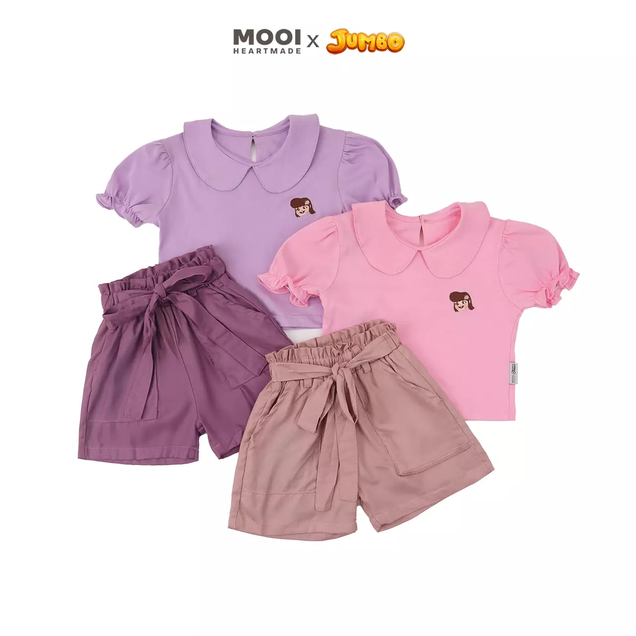 Mooi x Jumbo Setelan Anak Perempuan Meri Collar Set - Violet