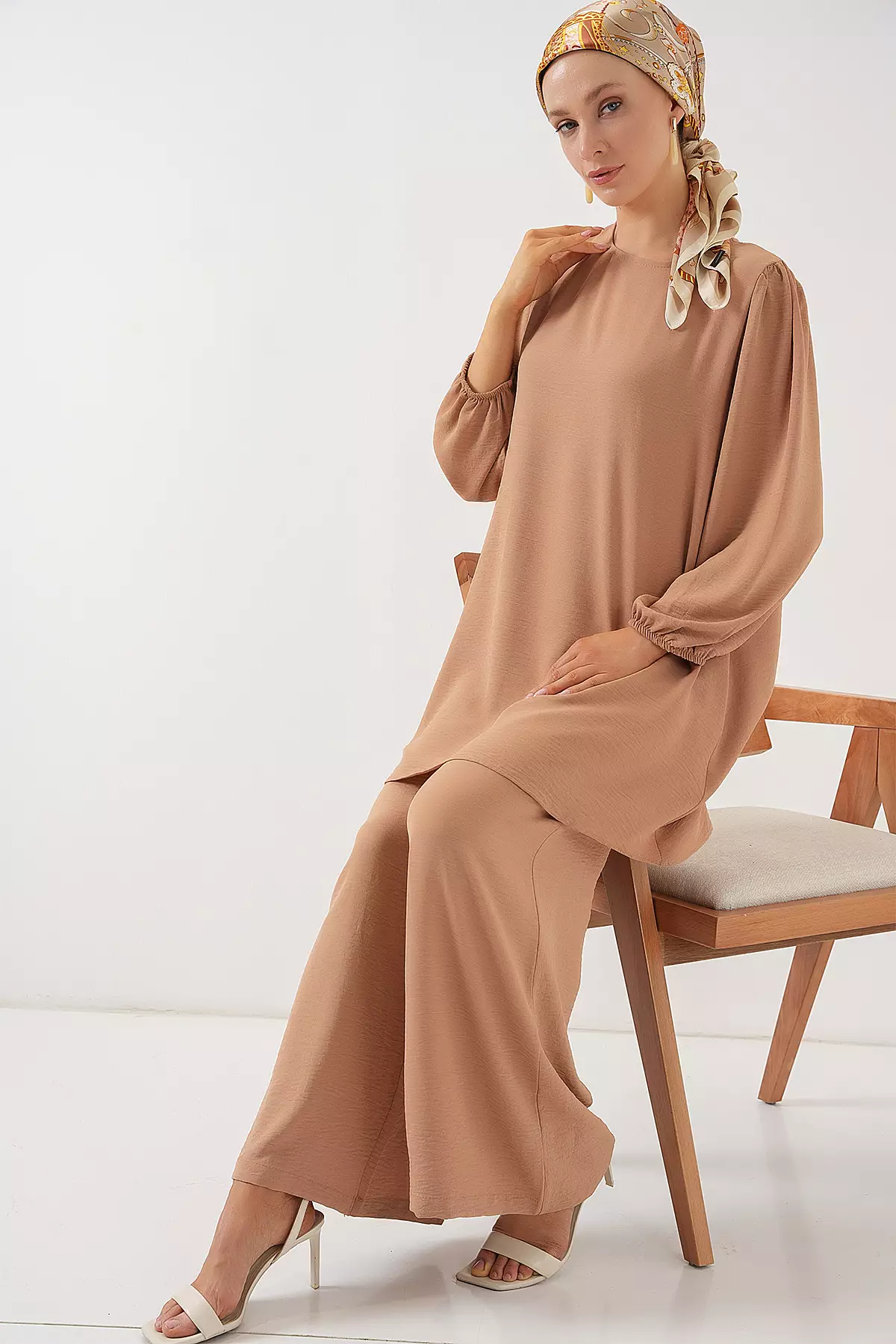 Ayrobin Tunic Pants Bottom Top Set 6712 - Mink