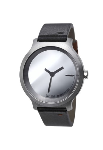 TACS Watch Mirror Black Leather Strap