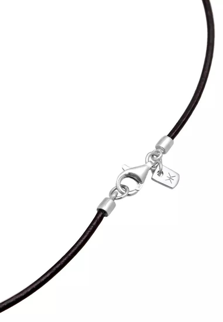 EXCLUSIVE Kalung Perhiasan Perak 925 Pria Choker Drop Pendant Satin Onyx