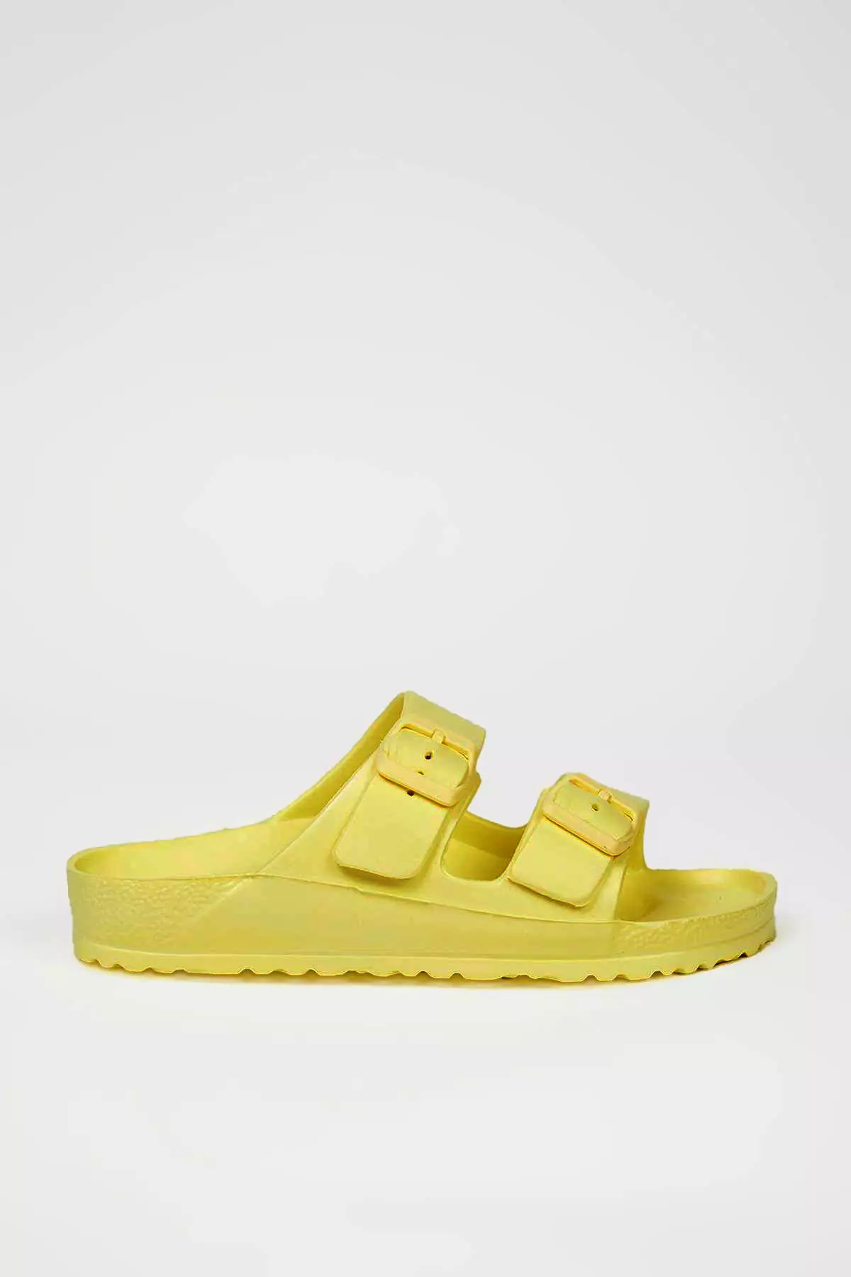 Light Yellow Double Striped Eva Light Sole Women's Slippers Takss25Te00065