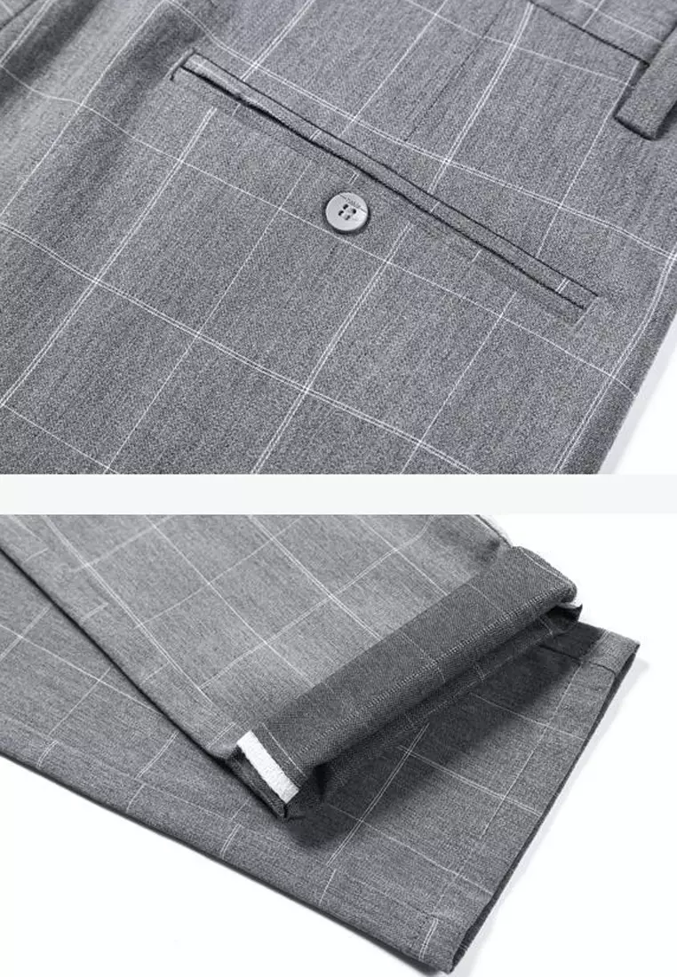 Checked Slim Fit Suit Pants