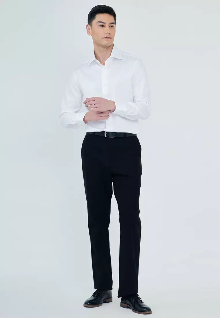 White Satin Slim Fit Dress Shirt