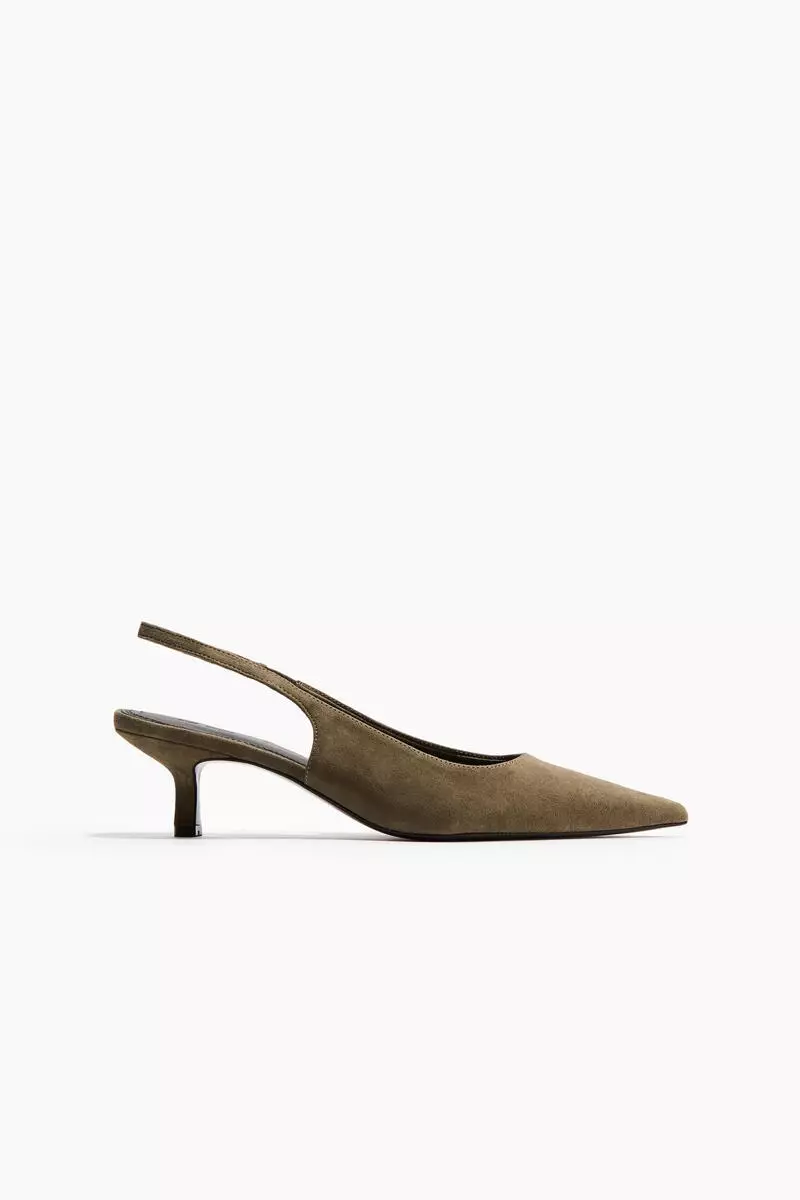 Pointed suede slingbacks