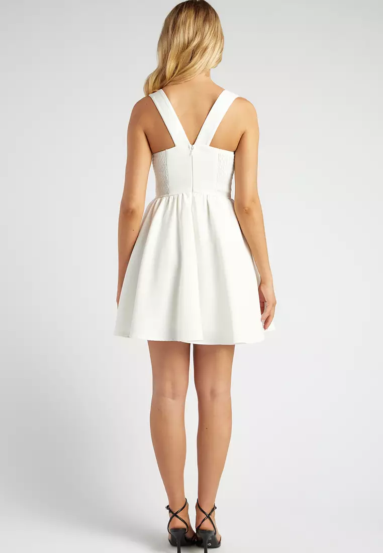 V Waistline Detail Mini Dress