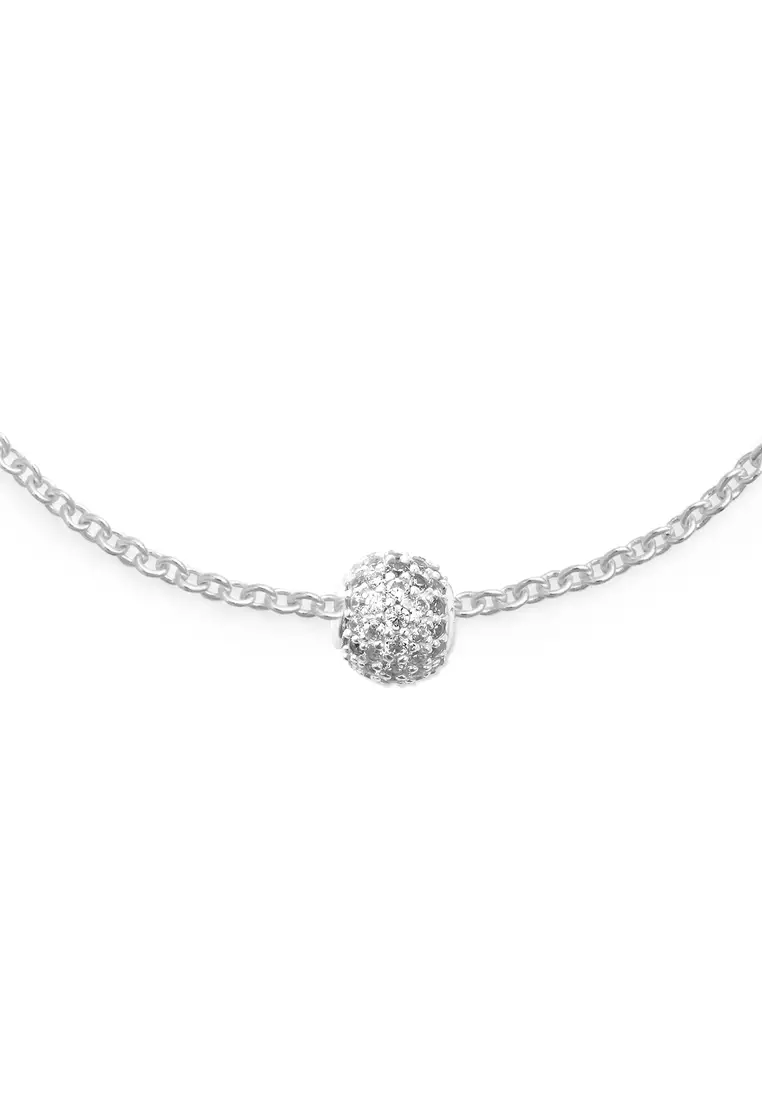 Pavé Orb White Crystal Charm Silver - Unisex Charm for women and men S925 Silver Charm DW Official Authentic Original