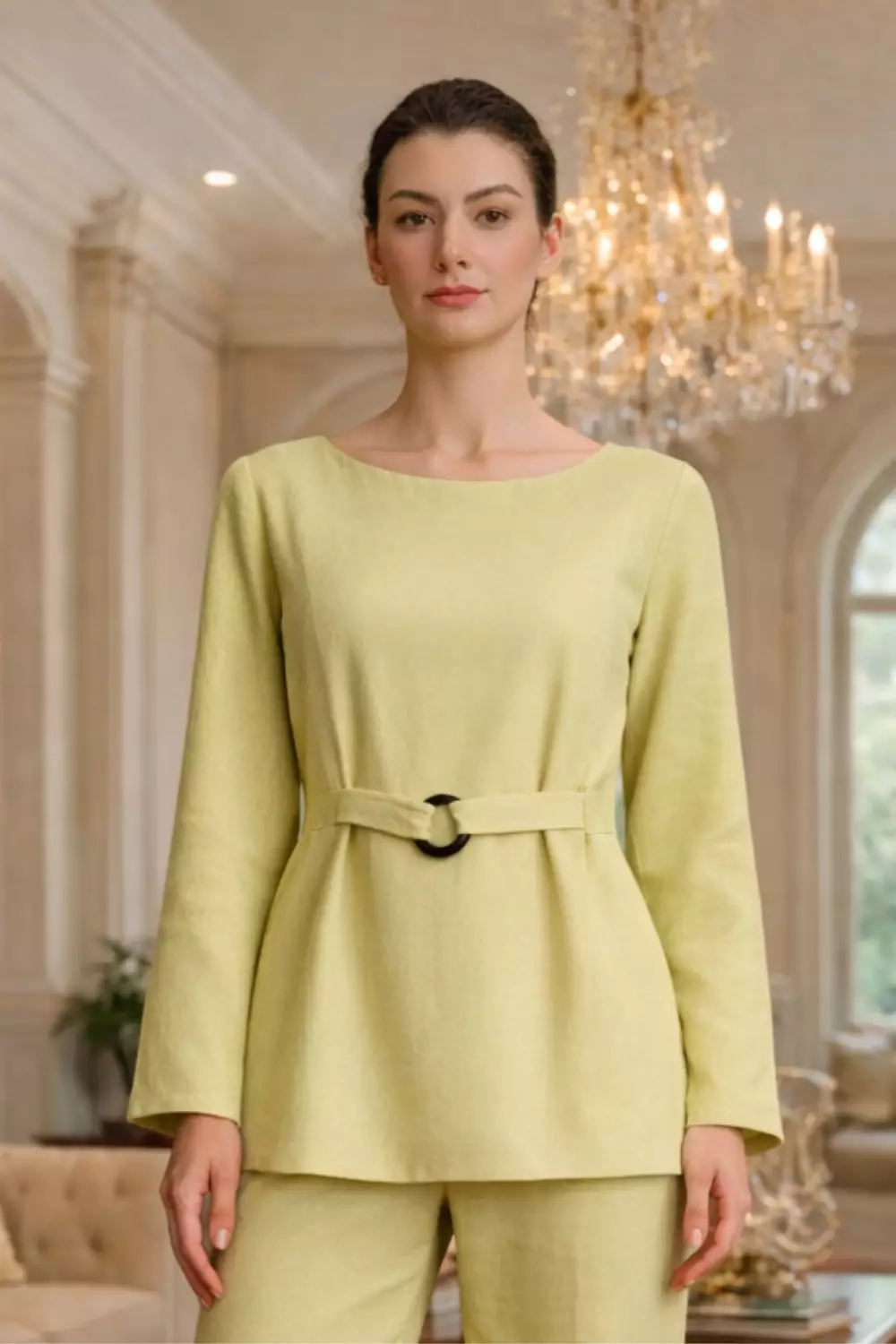 Essentials Lounge Wear Lenin Top Olive Green (Only Shirt)