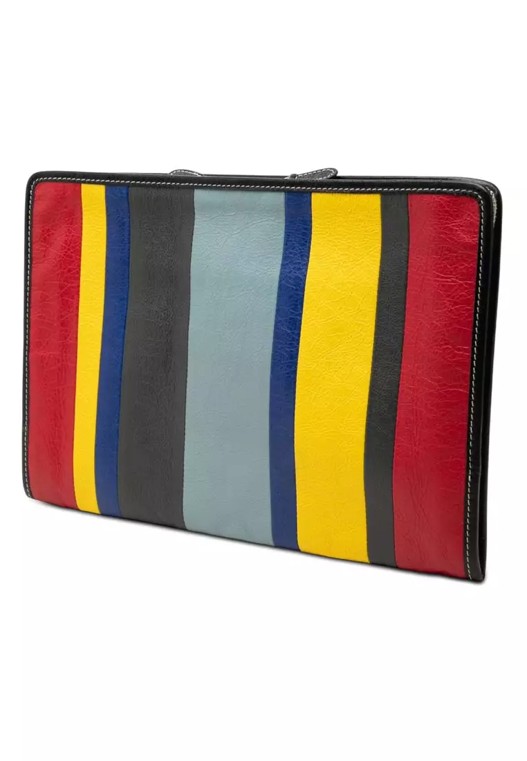 Pre-Loved Balenciaga Lambskin Striped Bazar Clutch
