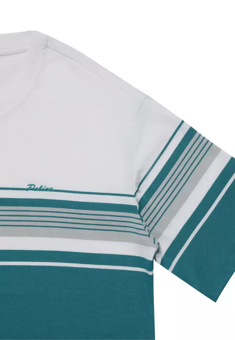 POLICE T-Shirt Salur Bordir Cotton Premium Tebal Pria 53024