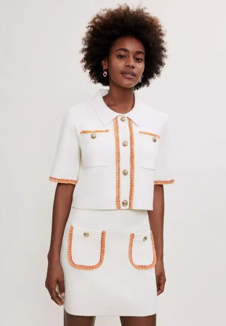 Maje short cardigan with contrasting stripes outlet