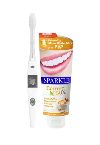 Sparkle white and yellow and blue SPARKLE Coffee and Tea Drinkers White Ionic Duo [Assorted Color Ionic Toothbrush + Toothpaste 50g] 403ACESE617A80GS_1