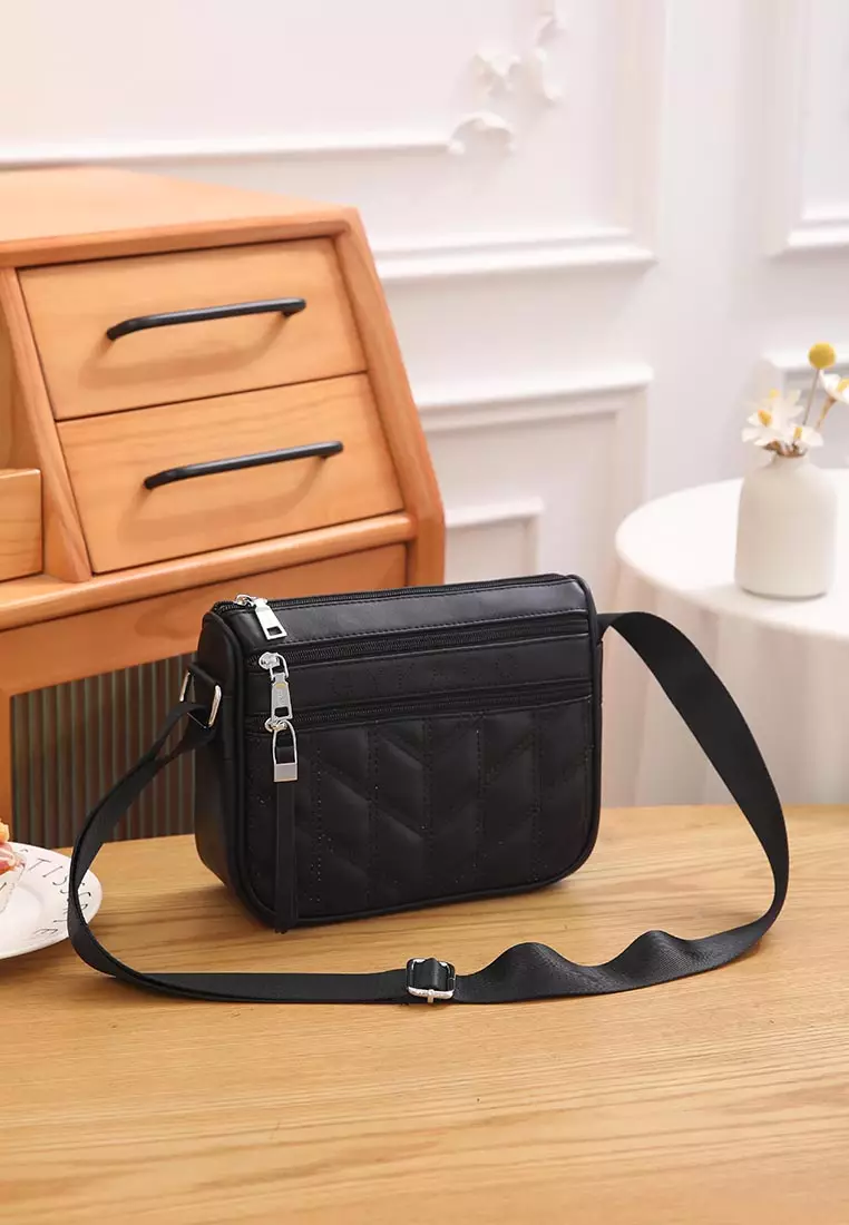 GYKACO FUMIKO Black - Tas Wanita Sling Bag - Fashion Top Handle Bag (Import)