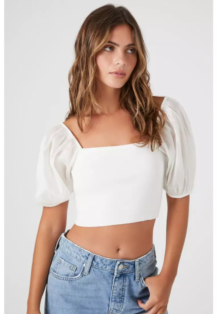 Buy FOREVER 21 Sweater Knit Puff Sleeve Top 2024 Online ZALORA