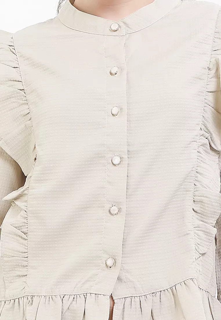 Blouse Ruffle Pundak Lengan Panjang - Emilie Blouses