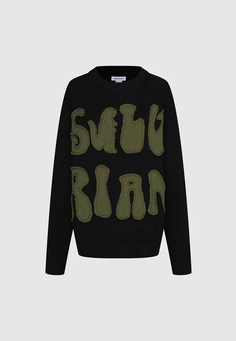 UR冬季新款男装休闲创意图案圆领长袖针织衫UMV940045