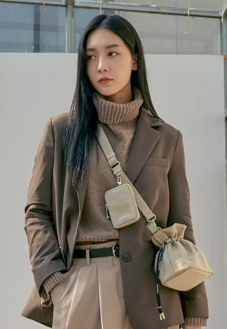 CHARRON + KONY SET Nylon Crossbody Bag Beige