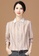 A-IN GIRLS white and brown Fashion Stitching Striped Blouse 2570EAA174A024GS_2
