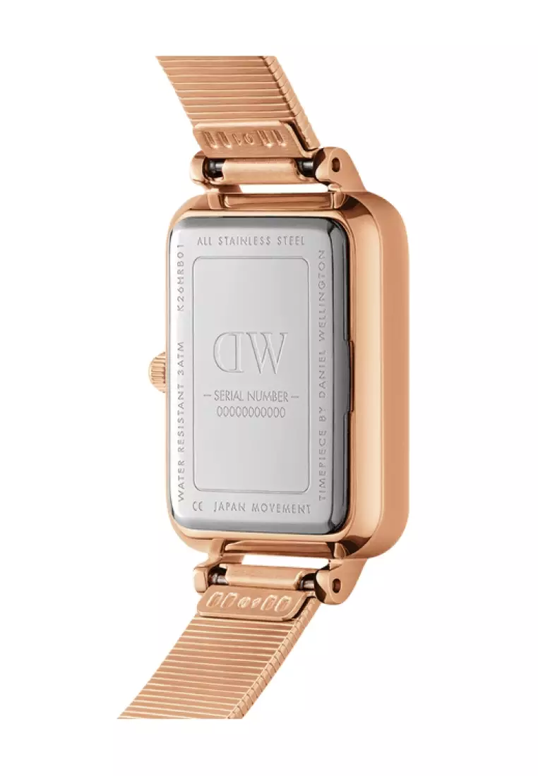 Quadro 20x26mm Pressed Studio Lumine MOP White Rose gold - Crystals Mother of Pearl dial Watch for women - Women's watch - Fashion watch - DW Official - Authentic - Crystals