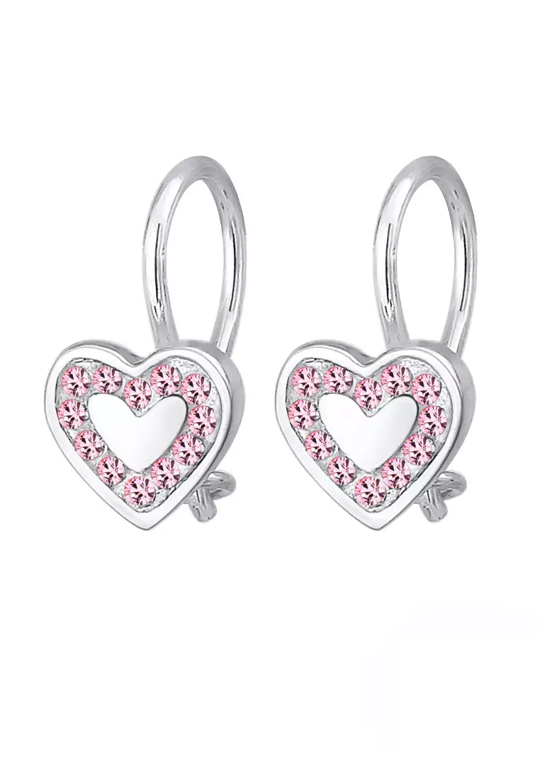 Anting Perhiasan Perak 925 Anak Heart Love Crystals