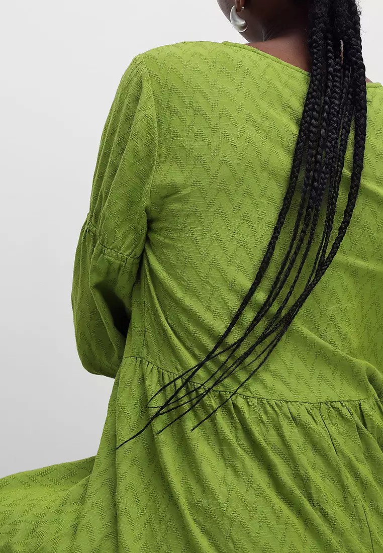 Cotton Rich V-Neck Midaxi Relaxed Dress