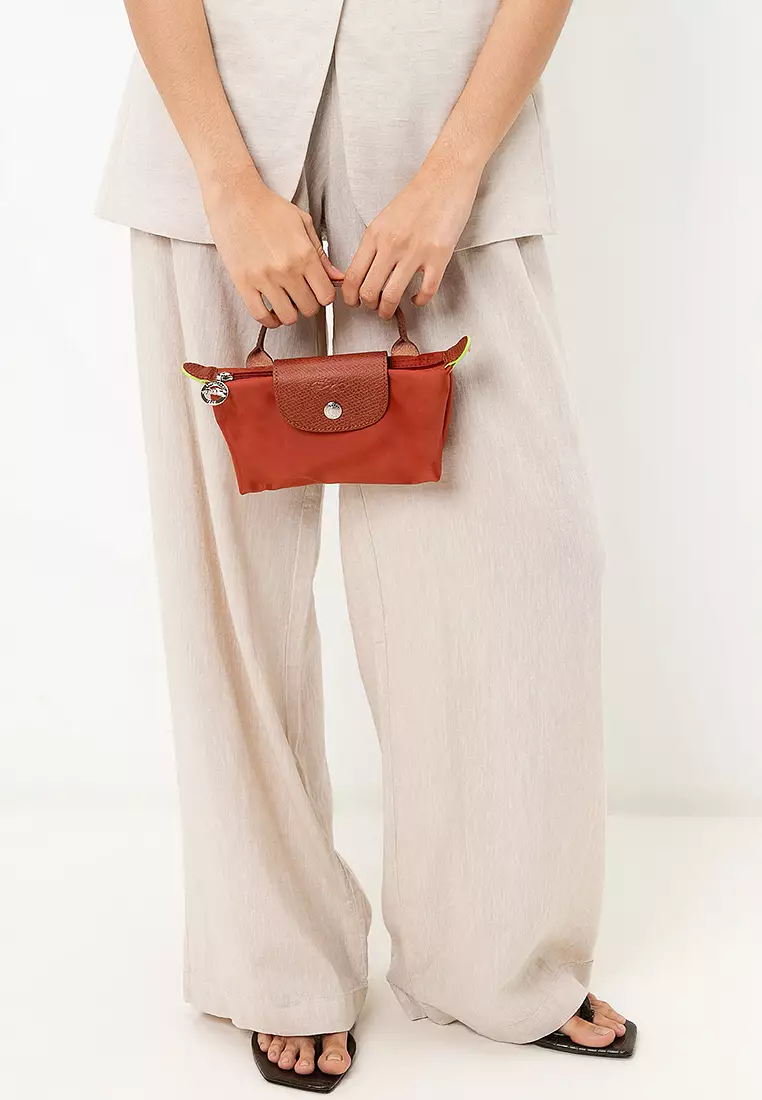 Le Pliage Green Pouch with Handle (tr)