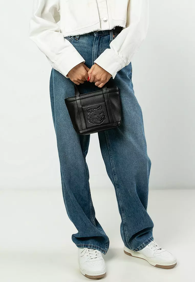 Fox Head Leather Mini Tote Bag