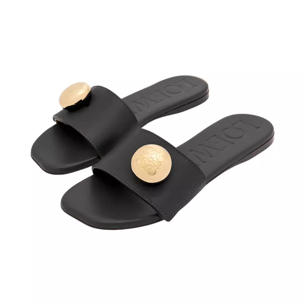 Pebble Slide Soft Calfskin Black