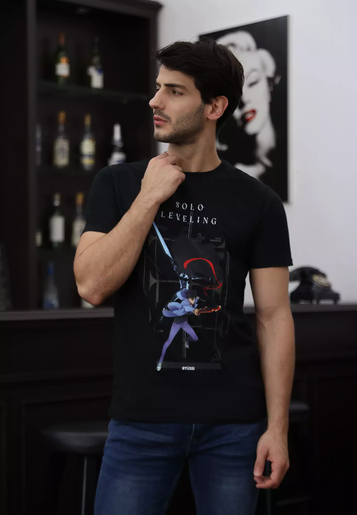 Ryusei x Solo Leveling | Tshirt Jinwoo Dagger Black